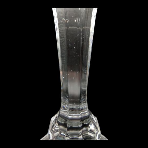 Vintage Hand Blown Lead Glass Taper Candle Holder Set Elegant 7.5" Pair Unmarked - Picture 4 of 12